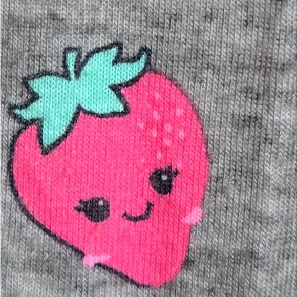 Justice 6/7 Girl Strawberry Print Gray Hoodie Romper Pajama Loungewear Sleepwear - Picture 6 of 15